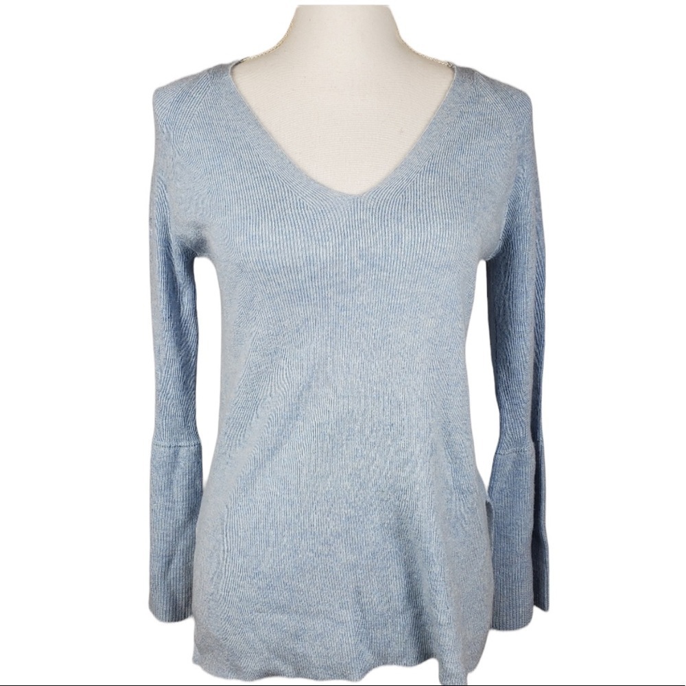 J Crew V Neck Wool Blend Sweater Peplum Sleeves